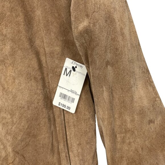 NEW St. John's Bay Suede Leather Fur Trim Zip Cuff Moto Bomber Jacket Women's M - Picture 6 of 14